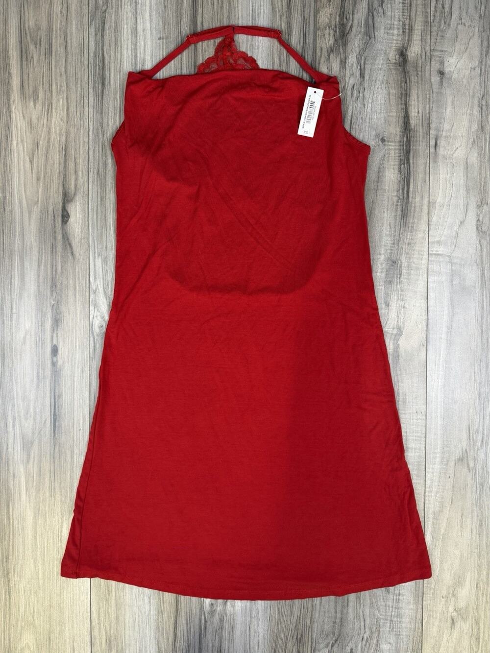 Adore Me Red Lace Slip Chemise Womens Size XS Stretch Nightwear Lingerie NEW